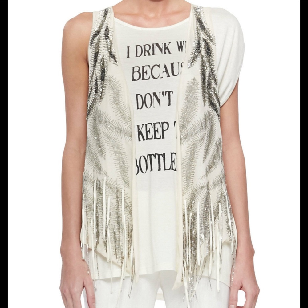 Haute hippie sequin fringe vest